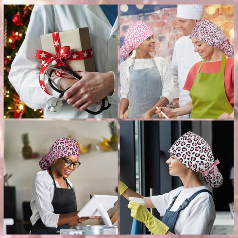 Jamntower 6 Pcs Satin Lined Scrub Caps Women Working Hat Surgical Nurse Cap Adjustable Tie Back Hats with Button