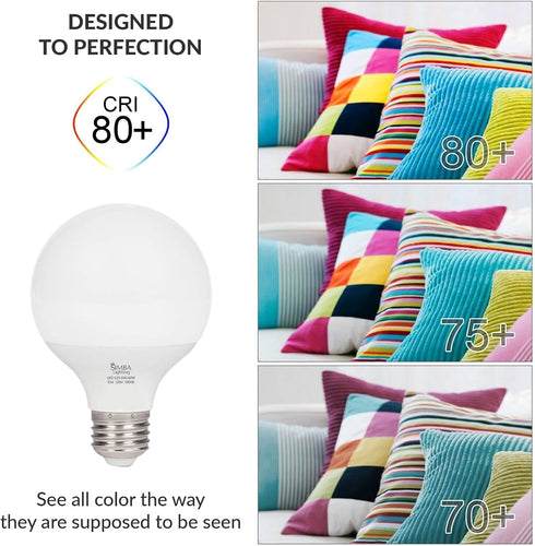 G25 (G80) Bulb 8W, 60W 120V, E26 5000K, Pack 3 Simba Lighting LED Vanity Globe Light for Bathroom, Makeup Mirror |