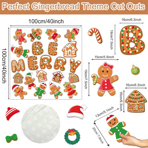 Christmas Cutouts Xmas Gingerbread Classroom Bulletin Board Decorations Merry Christmas Party Supplies for Toddler Kids Students Classroom Decors by gisgfim