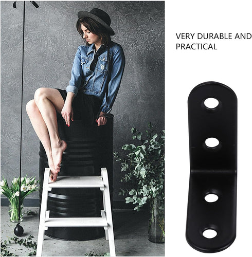 20pcs 40x40x2.0mm Luxshiny Thickened Black Stainless Steel Corner Braces Heavy Duty Corner Shelf Brackets Angle