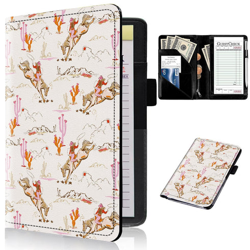 EDGFRTOIO Server Book for Waitress - Leather Server Wallet Western Pink Waitress Book&Waitstaff