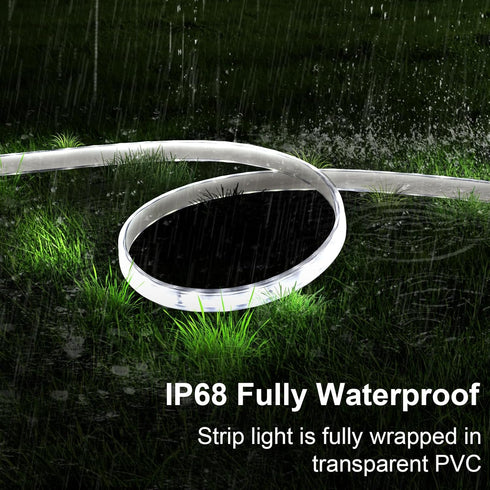 32.8ft IP68 ZAIYW Solar LED Strip Lights Outdoor, Fully Waterproof Strip Lights with Timer Remote Dim, Self-Adhesive