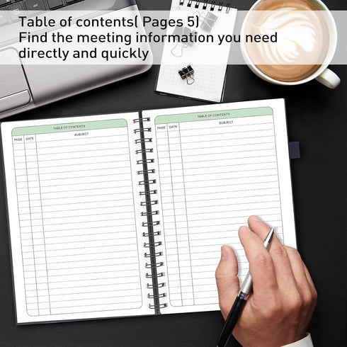 JUBTIC Meeting Notebook for Work with Action Items, Note Taking and Agenda Organizer, Office Planner Supplies, Black