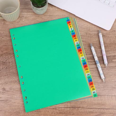Extra Wide Index Dividers, 31 Pieces Assorted Color 6-Tab Extended Insert Indexes Binder Tab Insertable Dividers