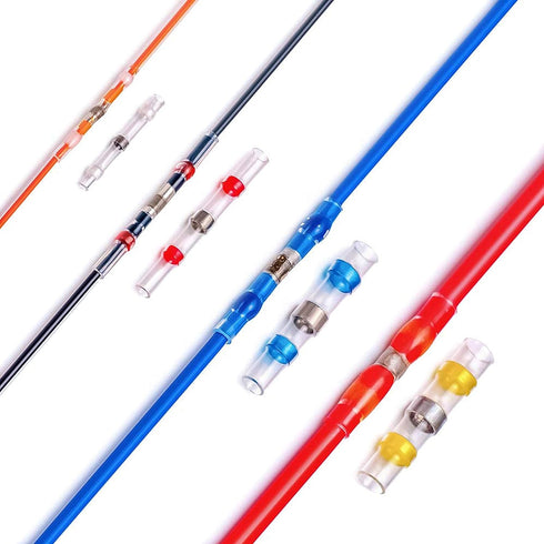 250PCS Solder Seal Wire Connectors, Waterproof Self Heat Shrink Electrical Butt Terminals for Automotive, Marine