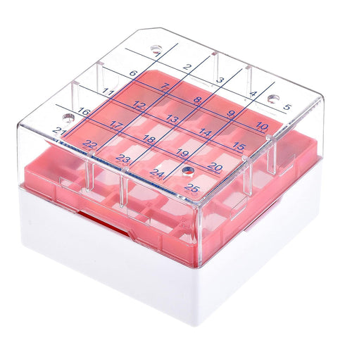 uxcell Centrifuge Tube Freezer Storage Box, 25 Places Waterproof Polypropylene Holder Rack for 1.8/2ml Microcentrifuge