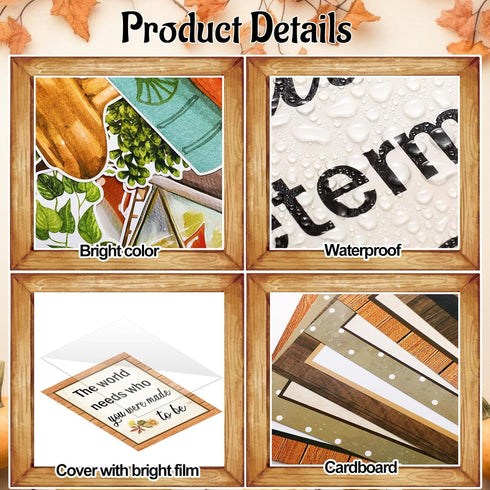 Set, Qilery Bookshelf Bulletin Board Motivational Words of Wisdom Cutouts for Classroom Decor, Rustic Boho Library