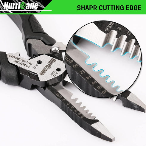 HURRICANE 6-in-1 Wire Stripper Tool, Multifunctional Electrical Pliers for Cable Stripping and Crimping