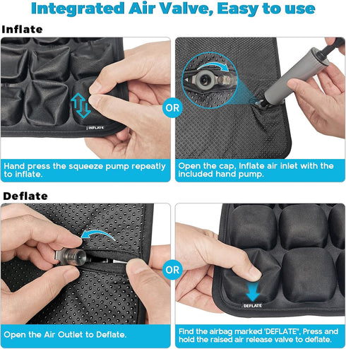 Tailbone Inflatable Travel Seat Cushion, Airplane Seat Cushion for Long Flights & Car Rides, Portable Air Pad