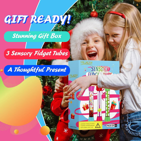 Cucue 2 Pack Sensory Fidget Tubes - Calming Toys for Kids & Adults- Sensory Tube with Glitter Bottle, Gravity Spinner