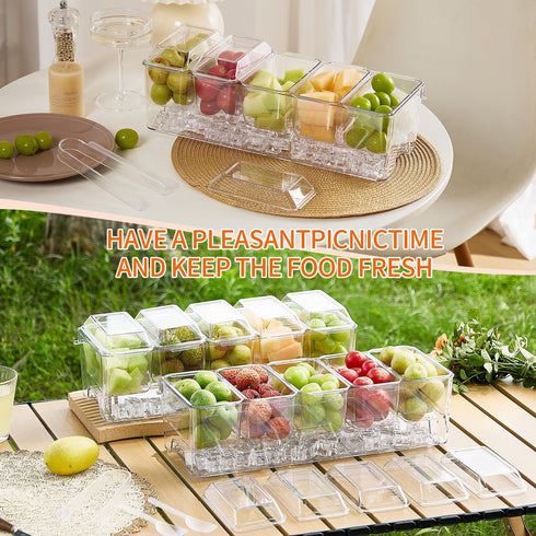 Set Party15.3" 5 Set 5 2 (5 1 pack) Chilled Condiment ServerTaco Bar Serving for Condiment Serving Platters