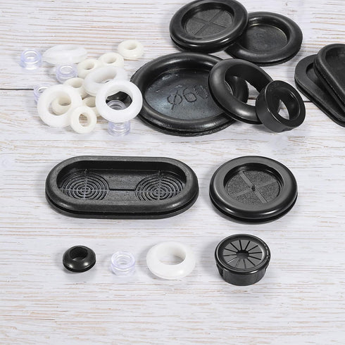 Rubber Grommets, Flexible Wire Hole Plug - 5 mm Mount Dia/Black/PVC, 50 Pcs