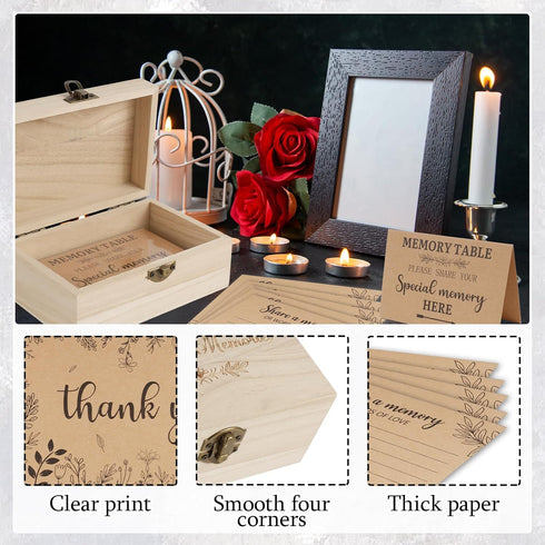 50 Share A Memory Card for Celebration of Life Decorations- Pcs Memory Cards with Wooden Box for Funeral Graduation