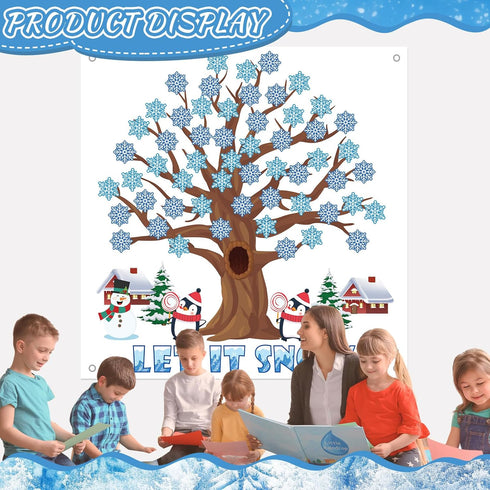 Tatuo 125 Pcs Classroom Tree Bulletin Board Set, 47 x 46 Inch Tree Background with Owl Leaves Dot Cutouts