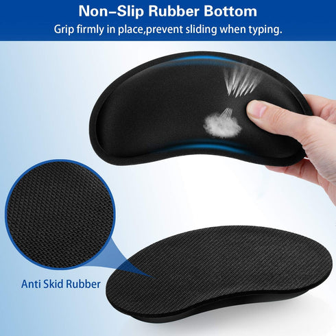 Canjoy Mouse Wrist Rest, 2 Pack Memory Foam Soft Fabric Pad Support Cushion with Anti-Skid Rubber Base