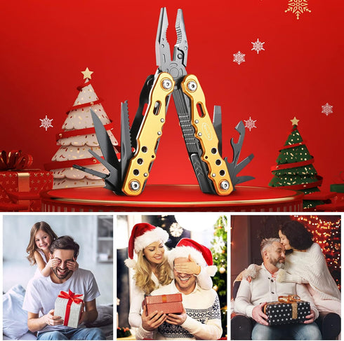 RoverTac 14 in 1 Multitool Pocket Knife, Unique Birthday Gifts for Him, Perfect for Camping, Survival, Hiking, Repairs