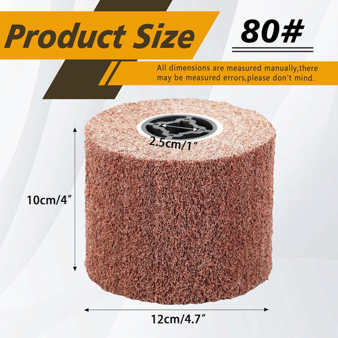 SALI Non Woven Wire Abrasive Drawing Polishing Burnishing Wheel Flap Brush Wire Brush Drum Surface Conditioning Tool for Metal Surface Polishing Grinding Removing Rust 120x100x19mm (80 Grit)