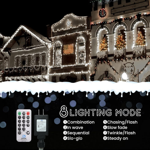200 29FT 8 Cluster Lights Christmas Led Fairy Lights Green Wire Twinkle Lights with Remote Modes String Lights Timer