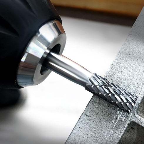 HAUTMEC Cylinder Tungsten Rotary File Carbide Burr 1/4'' shank,1/4'' head length Double Cut for Woodworking,Drilling, Metal Carving, Engraving, Polishing HT0196-MC