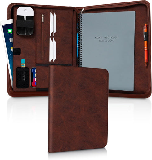 Premium Folio Cover Compatible with Rocketbook - Letter Size A4 Portfolio Organizer, Faux Leather Reusable Notebook