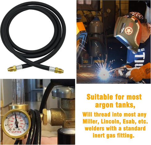 Inert Gas Welding Hose, 6.56FT - Argon Flow Meter Regulator Adapter Hose