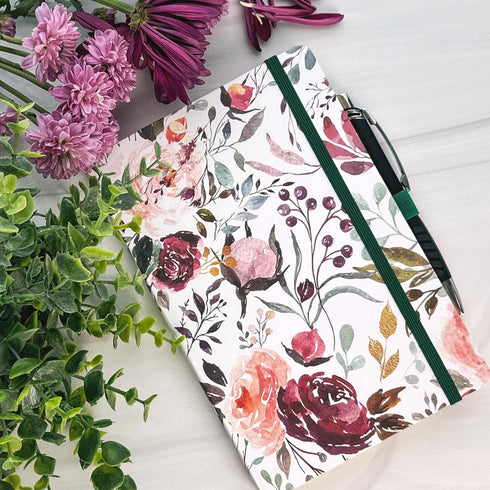 RICCO BELLO Classic College Ruled Notebook - Hardcover Lined Writing Journal, 192 Pages, 5.7" x 8.4" (Blossoms)