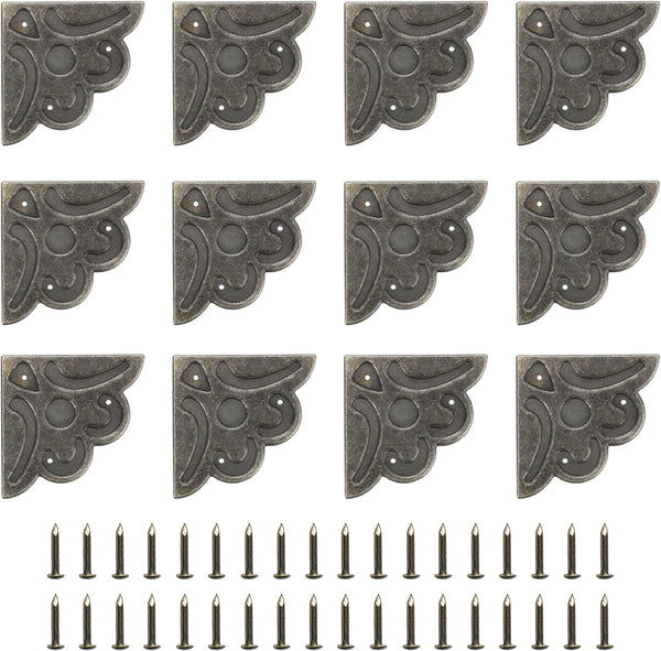 uxcell 12Pcs Vintage Flat Corner Bracket, 2.1" x 2.1" Metal Desk Corner