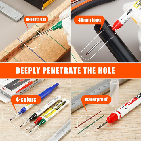 BERHW 12 5 Set Pcs Multi-Purpose Long Head Deep Hole Marker Pens, Long Nib Marker For Metal, Quick Dry Waterproof