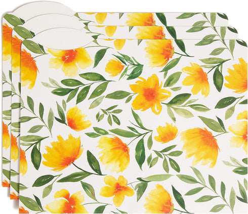 U Brands Handmade Florals File Folders - Office Supplies, 1/3-Cut Tabs in Assorted Positions, Letter Size, White with