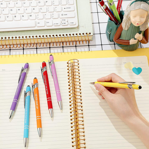Employee Appreciation Pens, Metal Inspirational Ballpoint Pen with Soft Coated Greeting Quote for Events, Parties, More