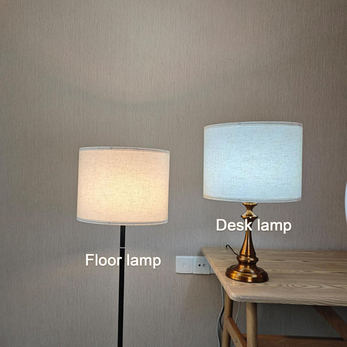 qvtekn Set 2 11.8" 11.8" 7.8" medium size drum lampshades of for table lamps Top x Bottom x High, Medium Beige