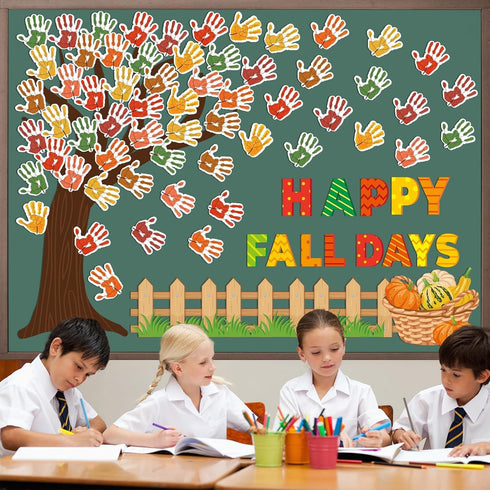 Fall Tree Bulletin Board Sets with Autumn Decorations, Happy Fall Cutouts for Thanksgiving Party Classroom