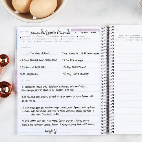 Erin Condren 7x9 Recipe Notebook for Organizing Recipes