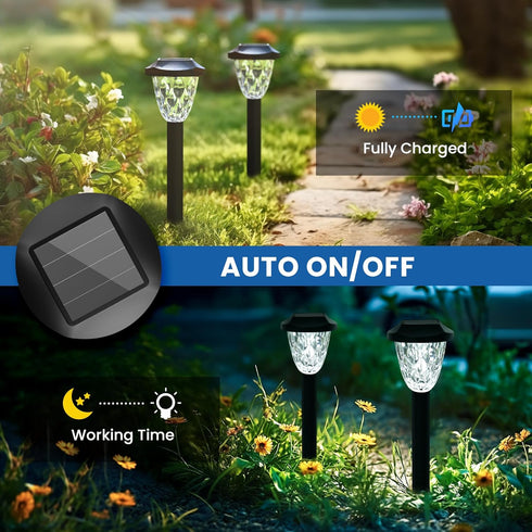 10 Pack GIGALUMI Solar Lights Outdoor, Solar Pathway Lights with Great Pattern, Waterproof Auto On/Off Light