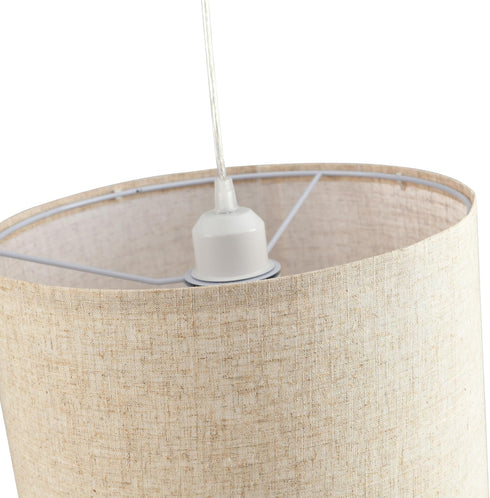 2 Pack 15Ft Plug in Pendant Light, Hanging Light with Clear Cord, On/Off Switch, Beige Linen Fabric Lamp Shade, Hanging
