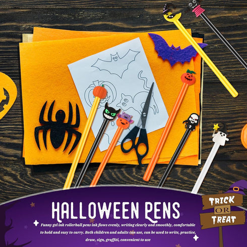 SANNIX 50 Pieces Halloween Pens, Fun Cartoon Gel Ink Rollerball Pens for Kids Gift School Class Birthday Party