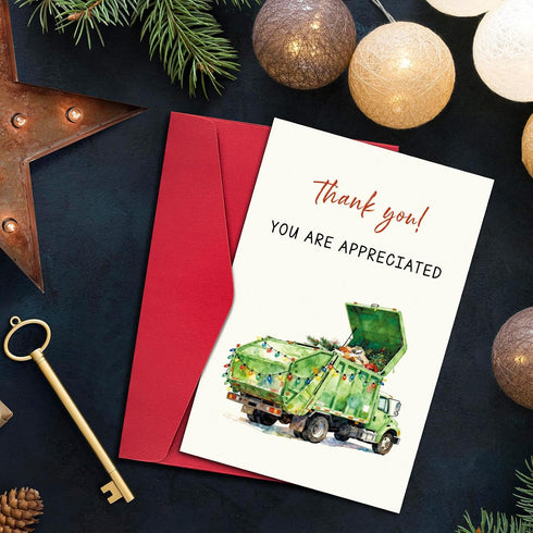 Ogeby Funny Christmas Thank You Card, Funny Garbage Truck Appreciation Card for Friend Family Employee, Christmas