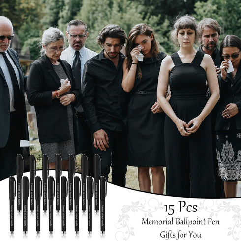 Roowest Memorial Ballpoint Pens, 15 Pcs Funeral Guest Pens for Mourning, Condolence Guest Book Writing Supplies