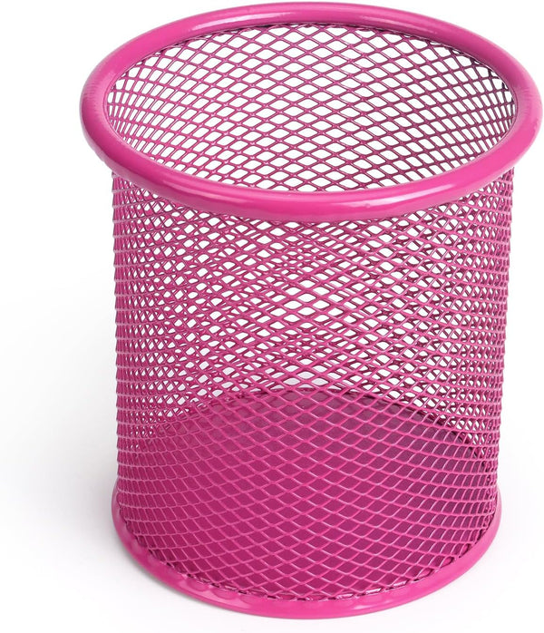 Tamaki Pen Holder Cup for Desk, Wire Mesh Pencil Cup Holder for Office Pen Organizer (Pink)