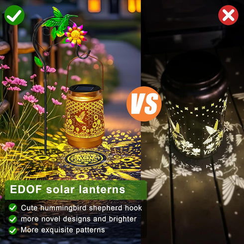 Hummingbird Hook,Hummingbird Mothers Day Gifts Solar Lanterns Outdoor Waterproof with Shepherd Garden Decor Birthday