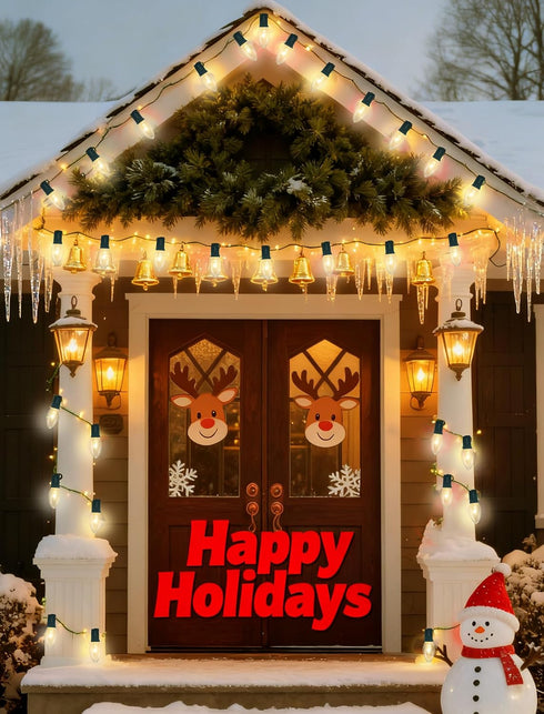 C9 25Ft 26 C9 Bulbs, Clear Christmas Lights, Vintage Outdoor String Lights with Clear Hanging Christmas Roofline Lights