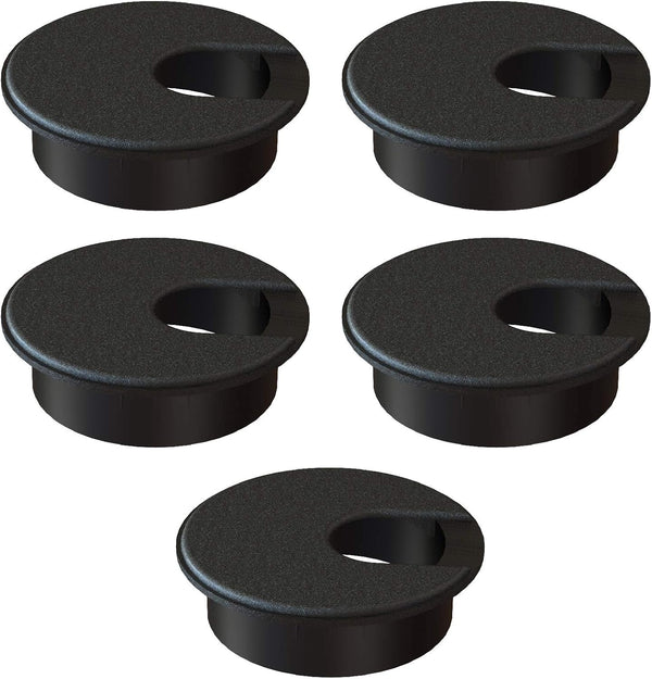 MAHDPRO Desk Grommet 2 Inch (50 mm) Pack of 5, Black ABS Plastic Cable Hole Cover for Computer Table