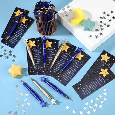 Twinkle Twinkle Little Star Baby Shower Pen Favors, Includes Ballpoint Pens and Thank You Cards for Gender Reveal Party