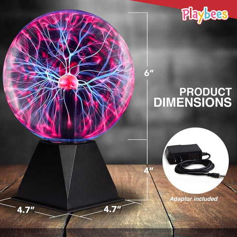 7 Inch Bulb Playbees Red Plasma Ball - - Tesla Coil Static Electricity in a Vacuum Pressurized Glass Globe, Nebula
