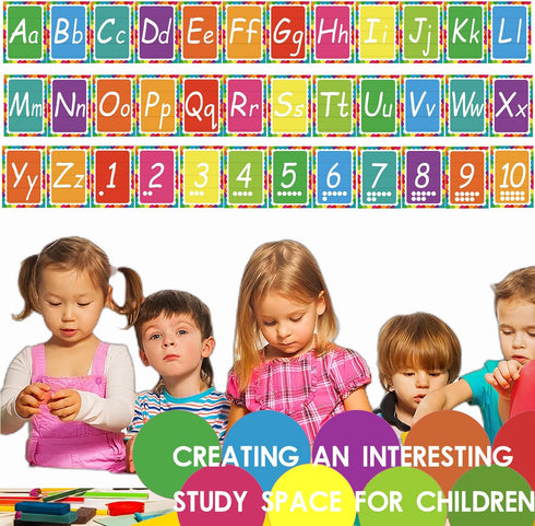 YIYDONG 36 Set, Set Alphabet Bulletin Board Alpethabet Line ABC Number Poster Classroom Decorating Preschool English