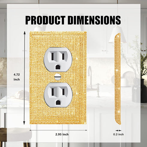Gaocai 3 Pcs Silver Shiny Golden Rhinestones Light Switch Cover Plate Outlet Covers Durable Silver Rhinestone Wall Plate Cover Decorative Switch Plates And Outlet Covers by Gaocai