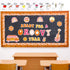 Whaline 60Pcs Groovy Retro Boho Bulletin Board Kit, Pink Orange Rainbow Flower Cutouts for Classroom Office Decor