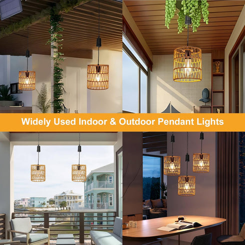 Bulb,4*AA Livinlarge Battery Operated Chandelier,Hanging Rattan Pendant Lights with Timer,Gazebo Lights with Warm White