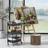 WBKATN 3 Tier Rolling Cart Metal, Black Carts with Lockable Wheels, Three Tiered Utility Trolley on Wheels, Sturdy Art