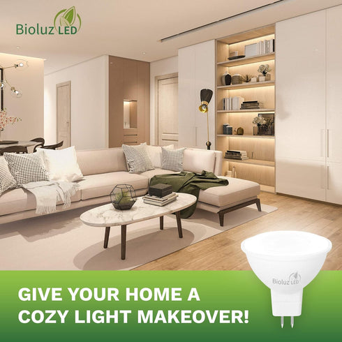 Bioluz LED 6 Pack MR16 Bulb, 50W Halogen Replacement, Non-Dimmable 7W 3000K, 12V AC/DC, Pack of 6